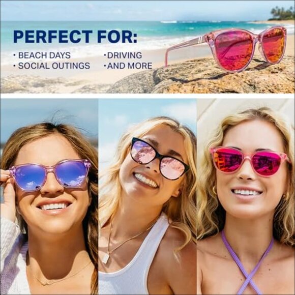 Polarized Cat-Eye Sunglasses with 100% UV Protection, TR90 Frames